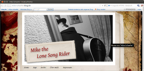 Screenshot Lone Songrider Blog